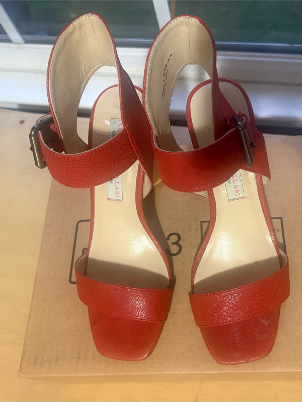 Chinese Laundry Red Open-Toe Ankle Strap Heels